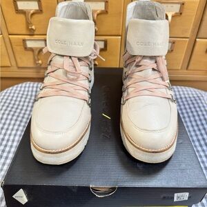 Cole Haan ZERØGRAND Wedge Hiker Boots – Pumice Stone – Size 8B